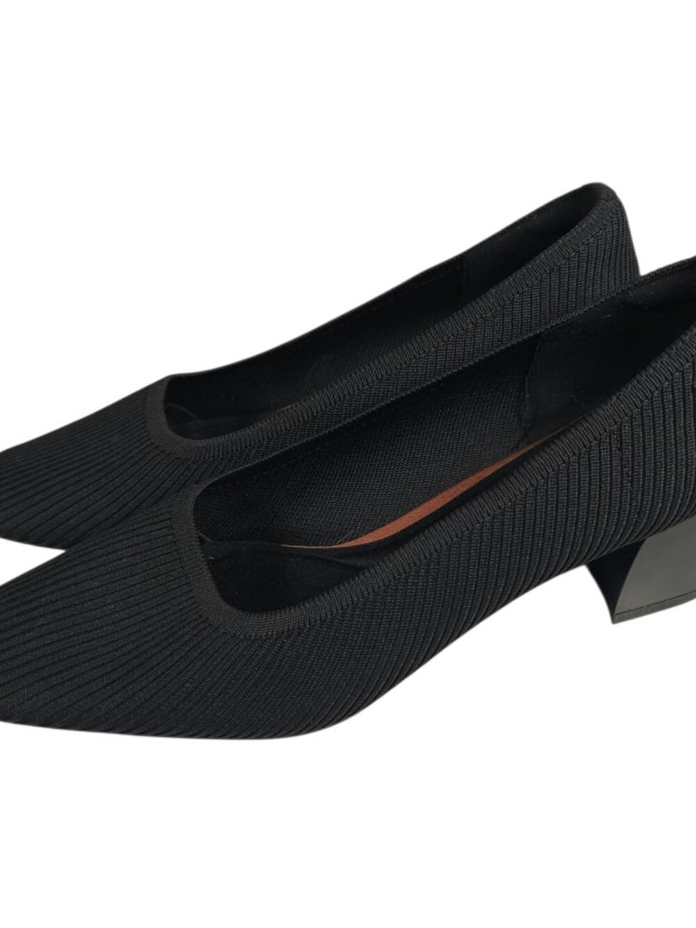 VIVAIA Melody Black Knit Square Toe Chunky Heels Pumps Size 40.5 US 9-9.5